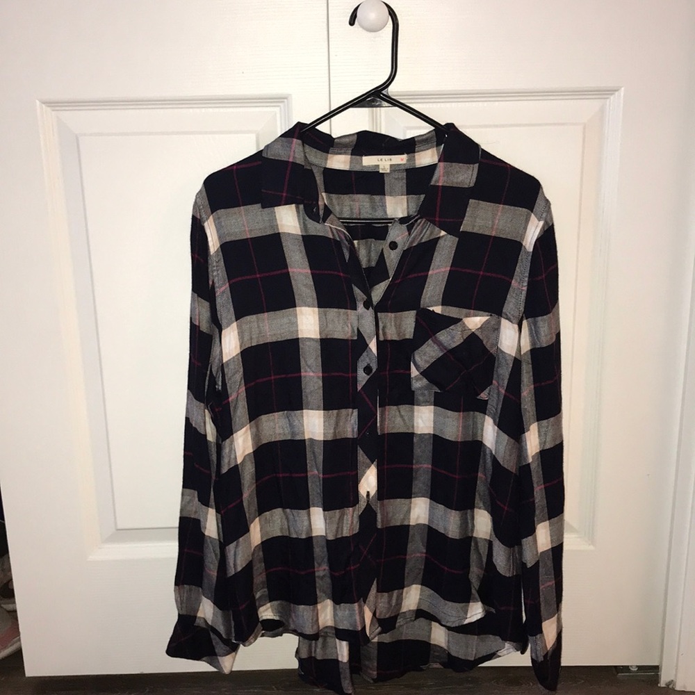 Pink and Blue Flannel Button Down